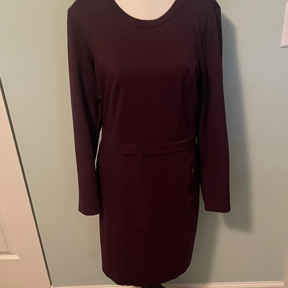 Athleta Wine Colored Long Sleeve Dress sz L